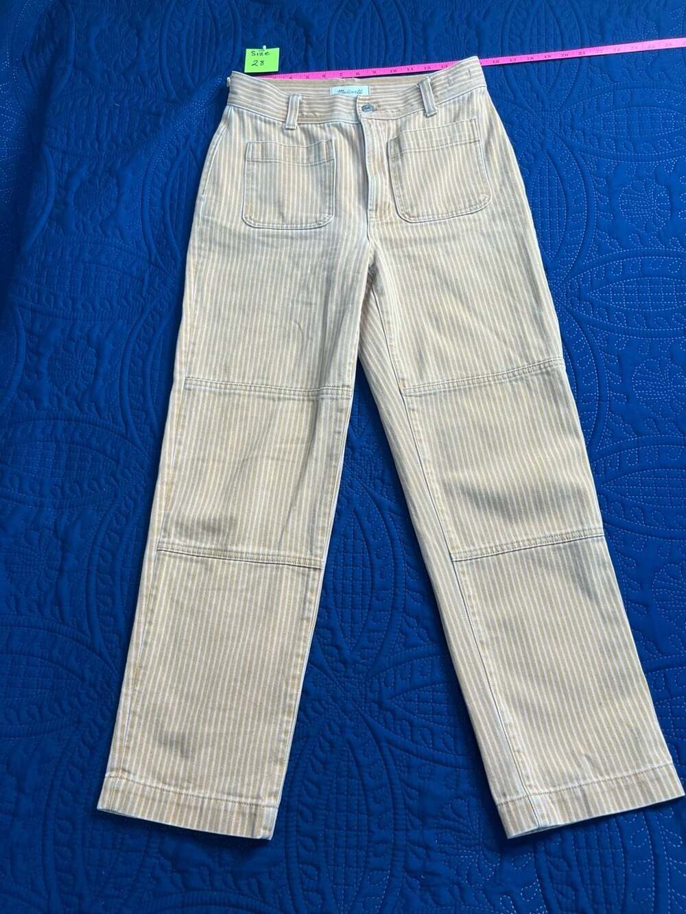 Madewell The Perfect Vintage Straight Jeans Pink & Orange Striped Denim Pants